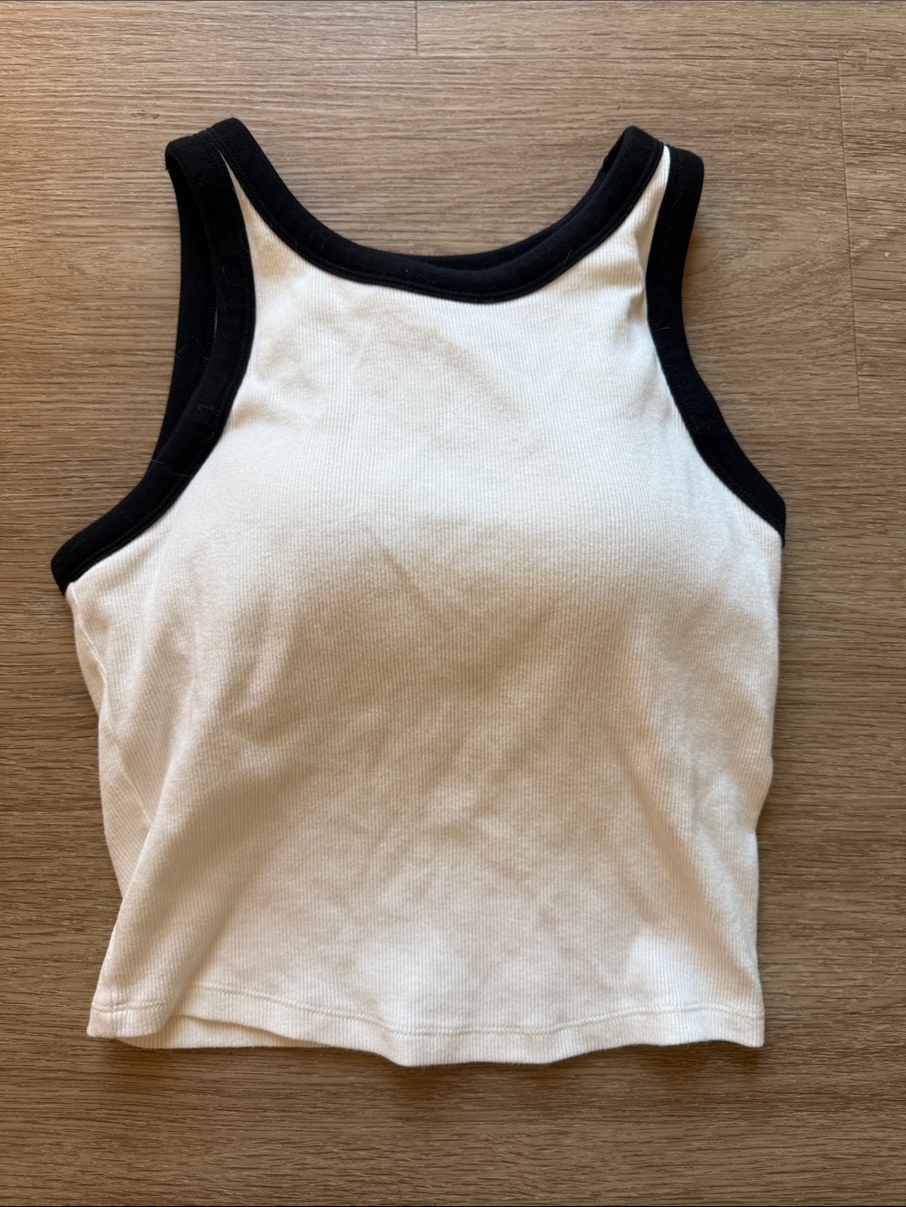 Uniqlo Cream Tank Top with Black Trim